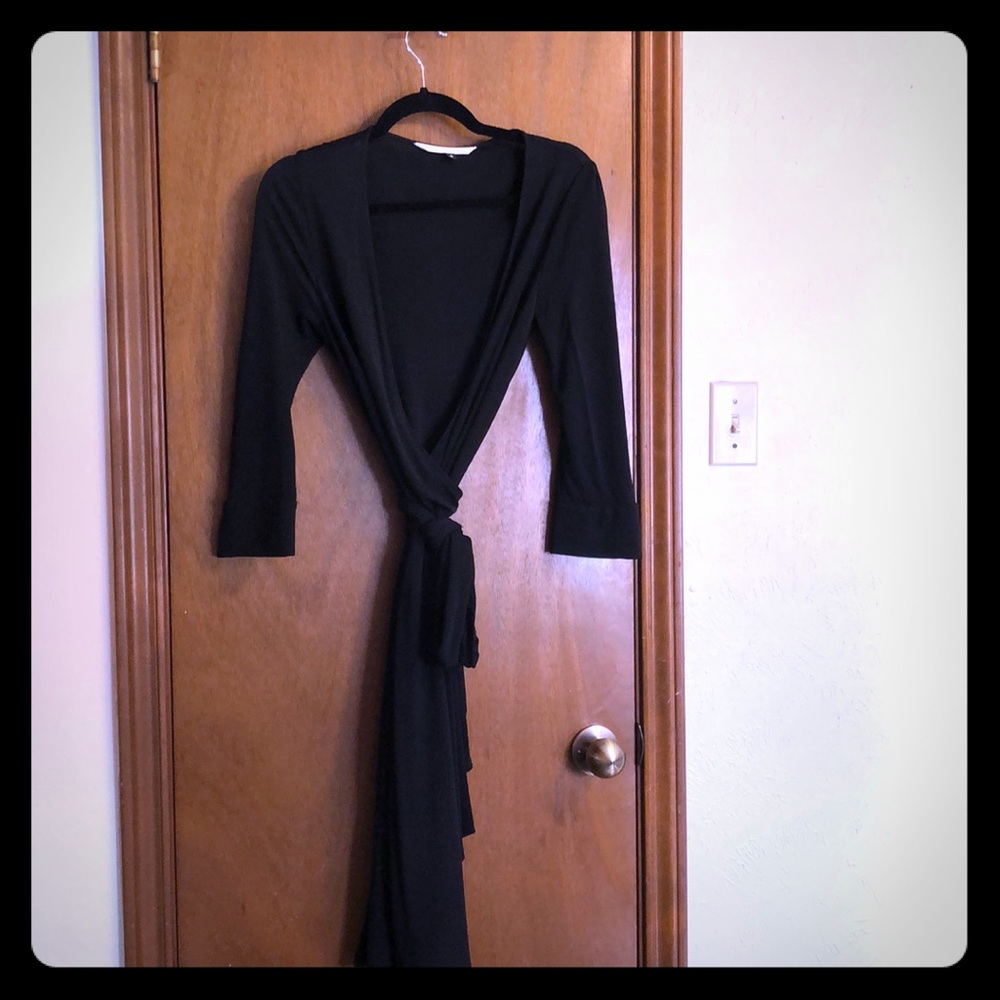 DVF black Julian wrap dress.
